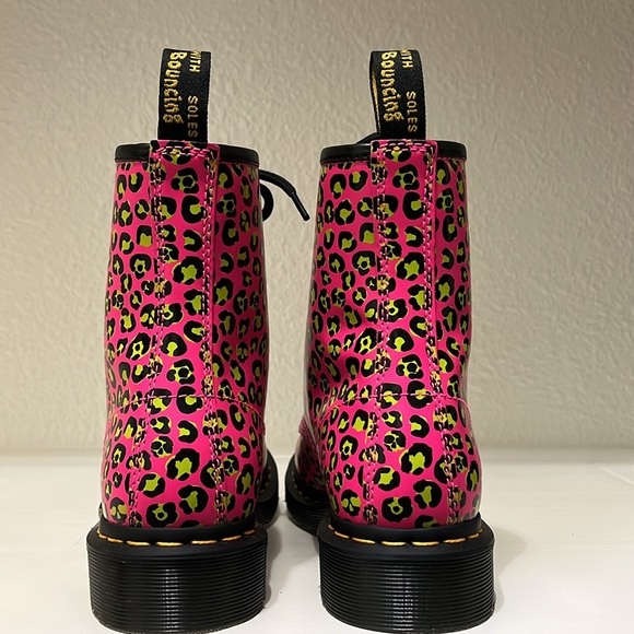 Dr Martens 1460 Loud Leopard Smooth Leather Lace Up Boots - Picture 6 of 10